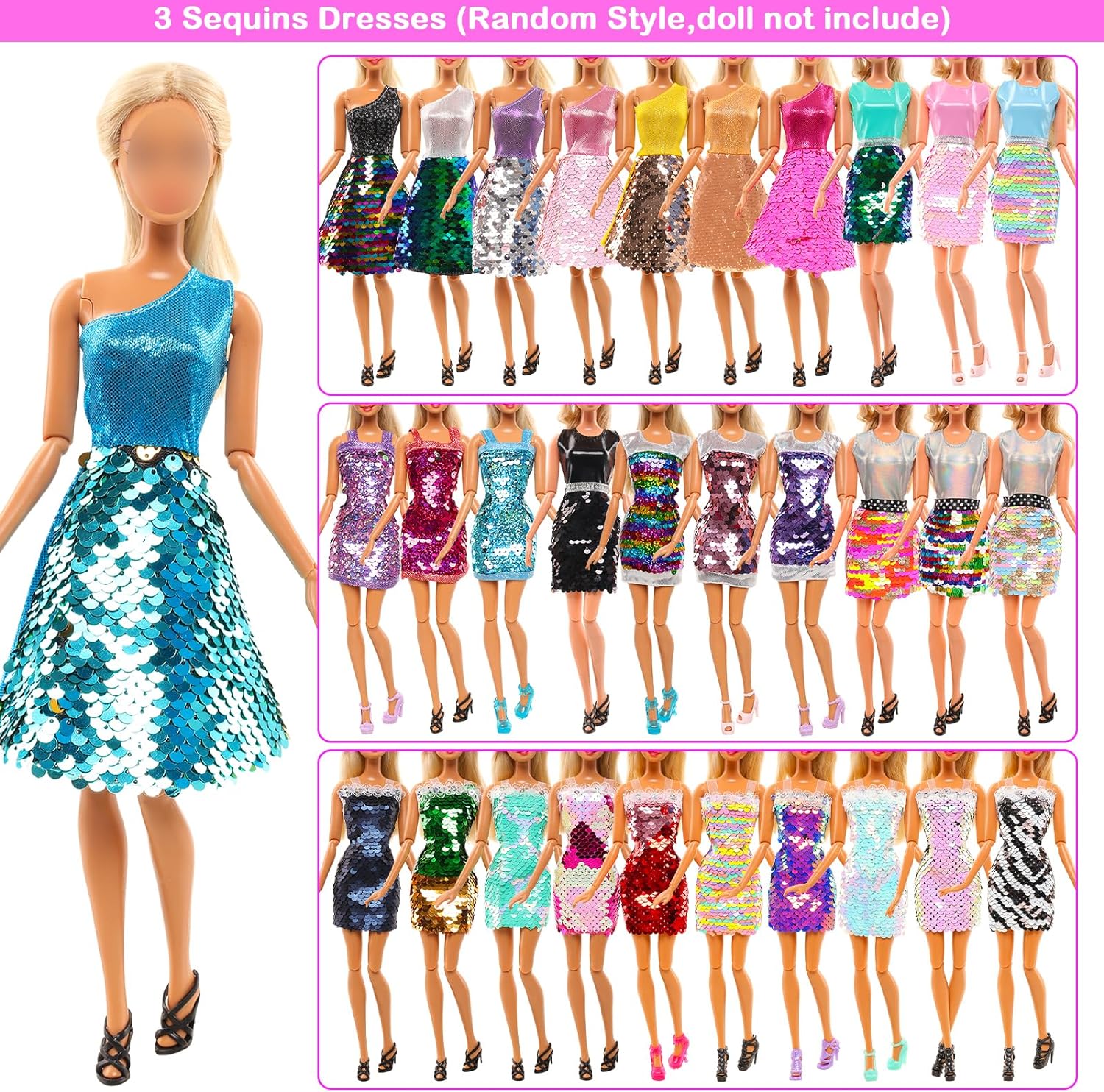 10PCS Doll Clothes for 11.5 Inch Barbie Doll