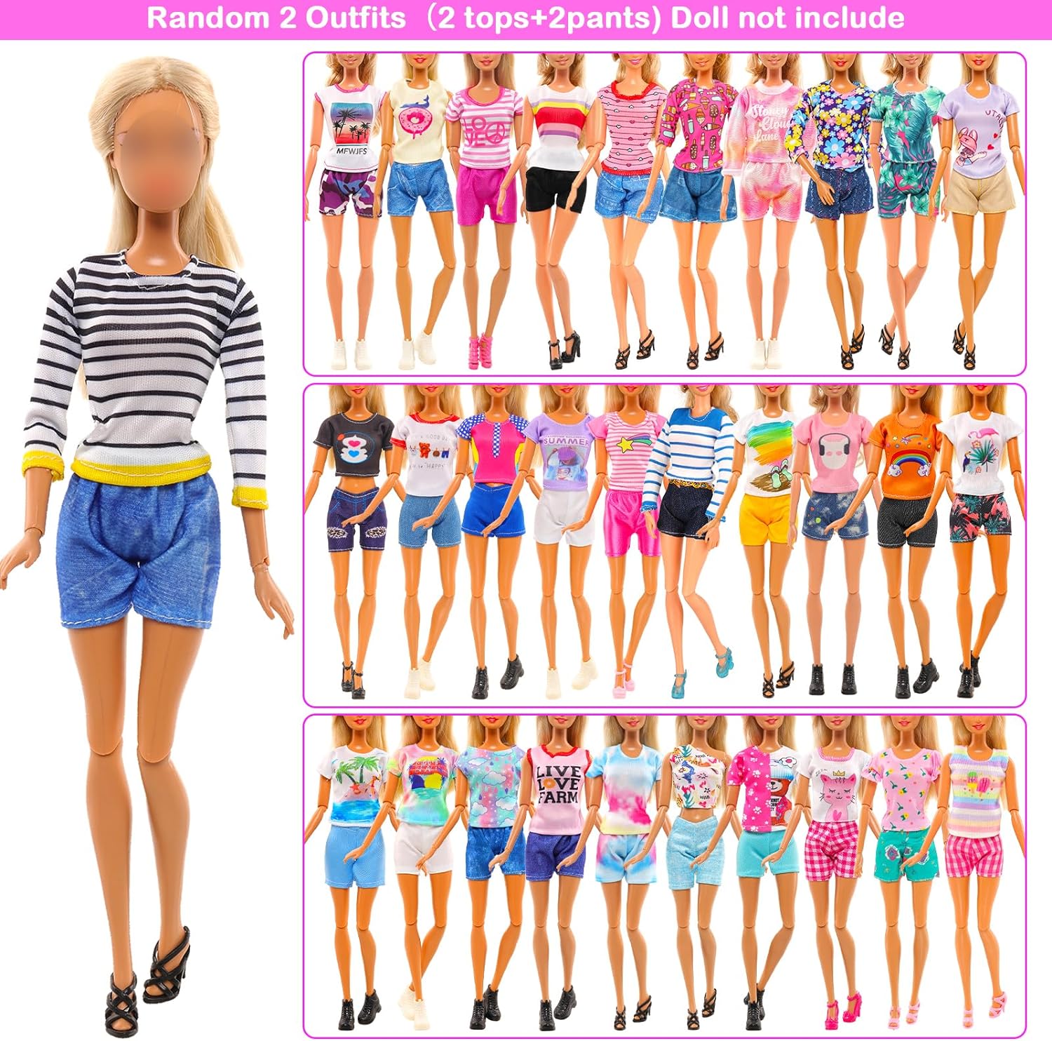 10PCS Doll Clothes for 11.5 Inch Barbie Doll