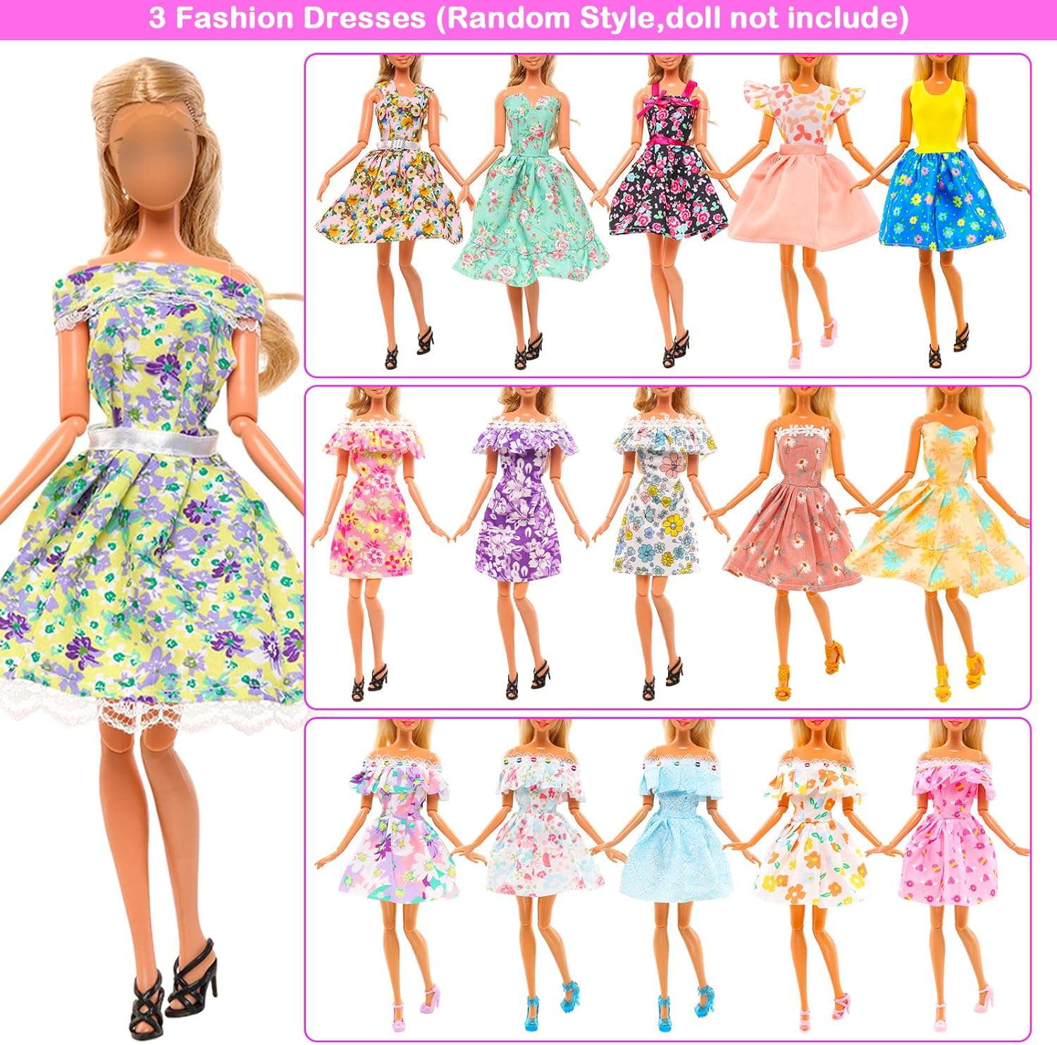 10PCS Doll Clothes for 11.5 Inch Barbie Doll