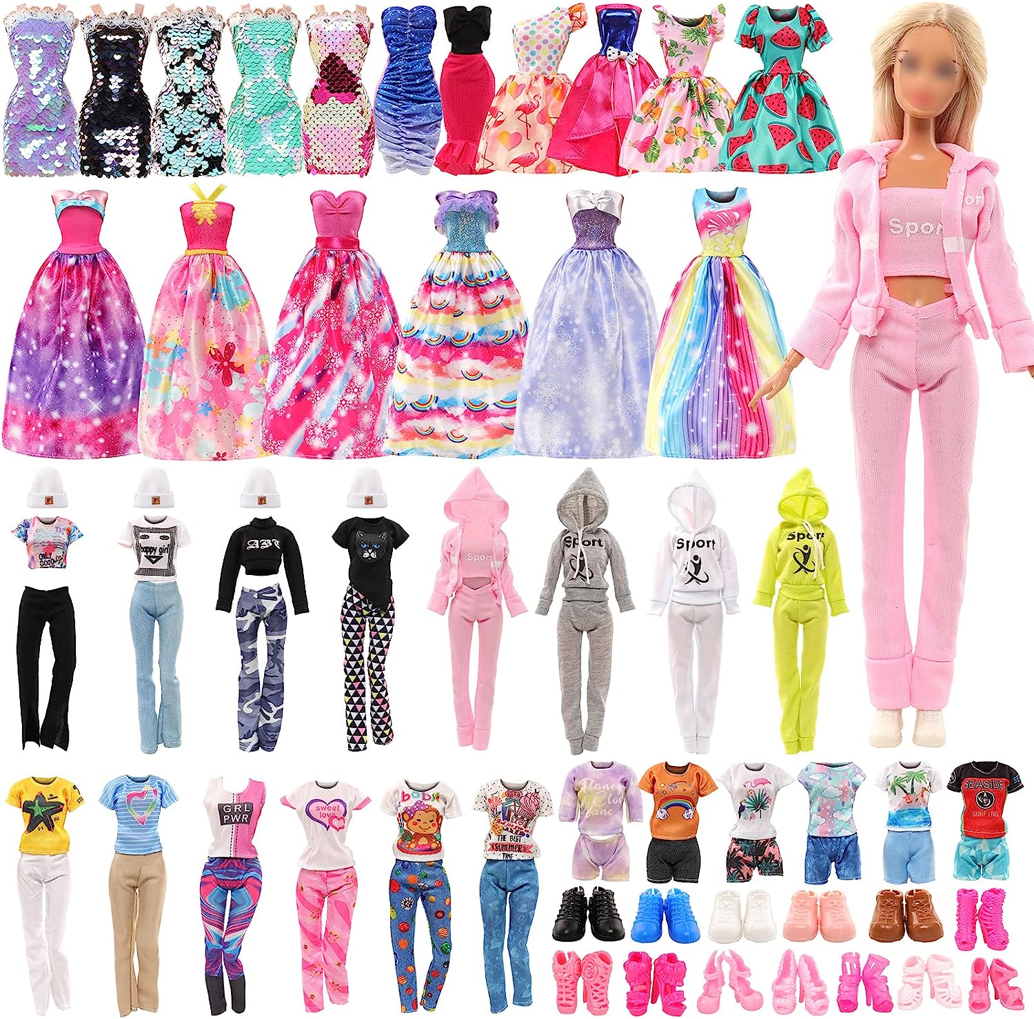 28PCS Doll Clothes and Accessories for 11.5 Inch Barbie Doll Barwa Toys