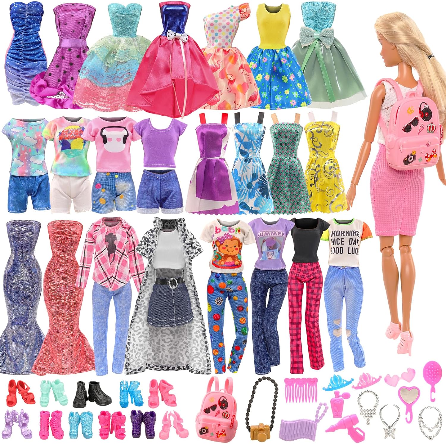 36PCS Doll Clothes and Accessories for 11.5 Inch Barbie Doll