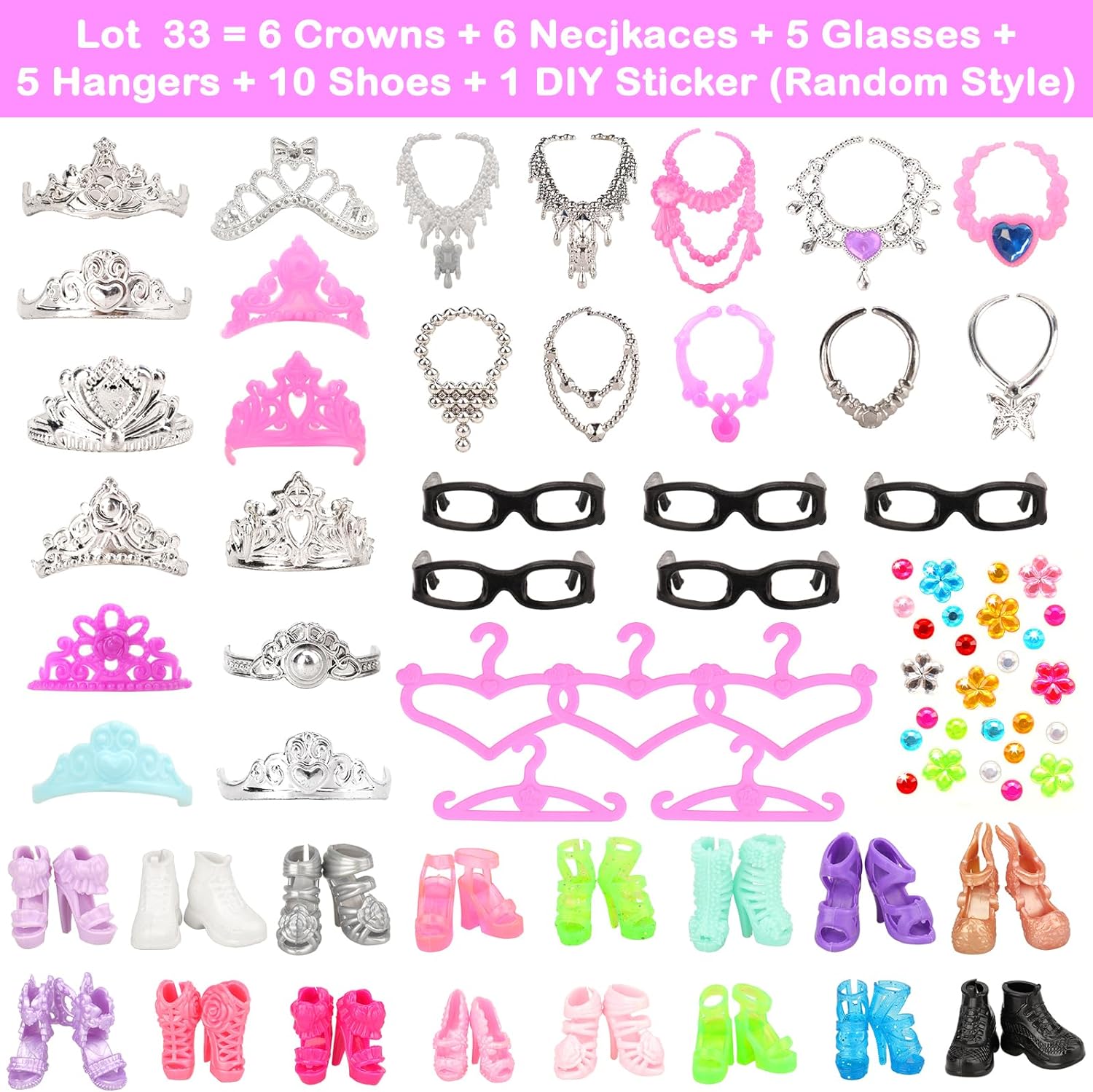 43PCS Doll Clothes and Accessories for 11.5 Inch Barbie Doll