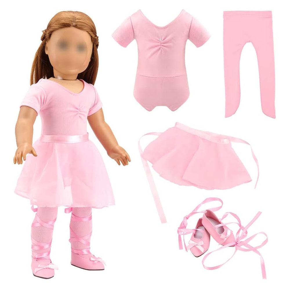 4PCS Doll Ballet Outfit and Shoes 18 Inch American Girl Doll