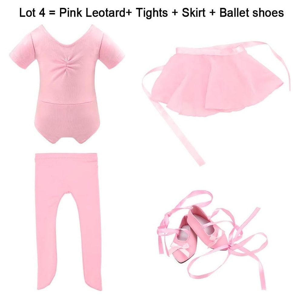 4PCS Doll Ballet Outfit and Shoes 18 Inch American Girl Doll