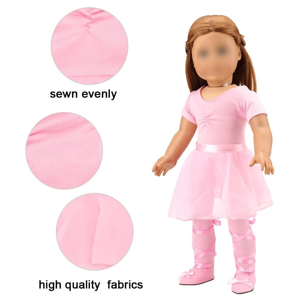 4PCS Doll Ballet Outfit and Shoes 18 Inch American Girl Doll