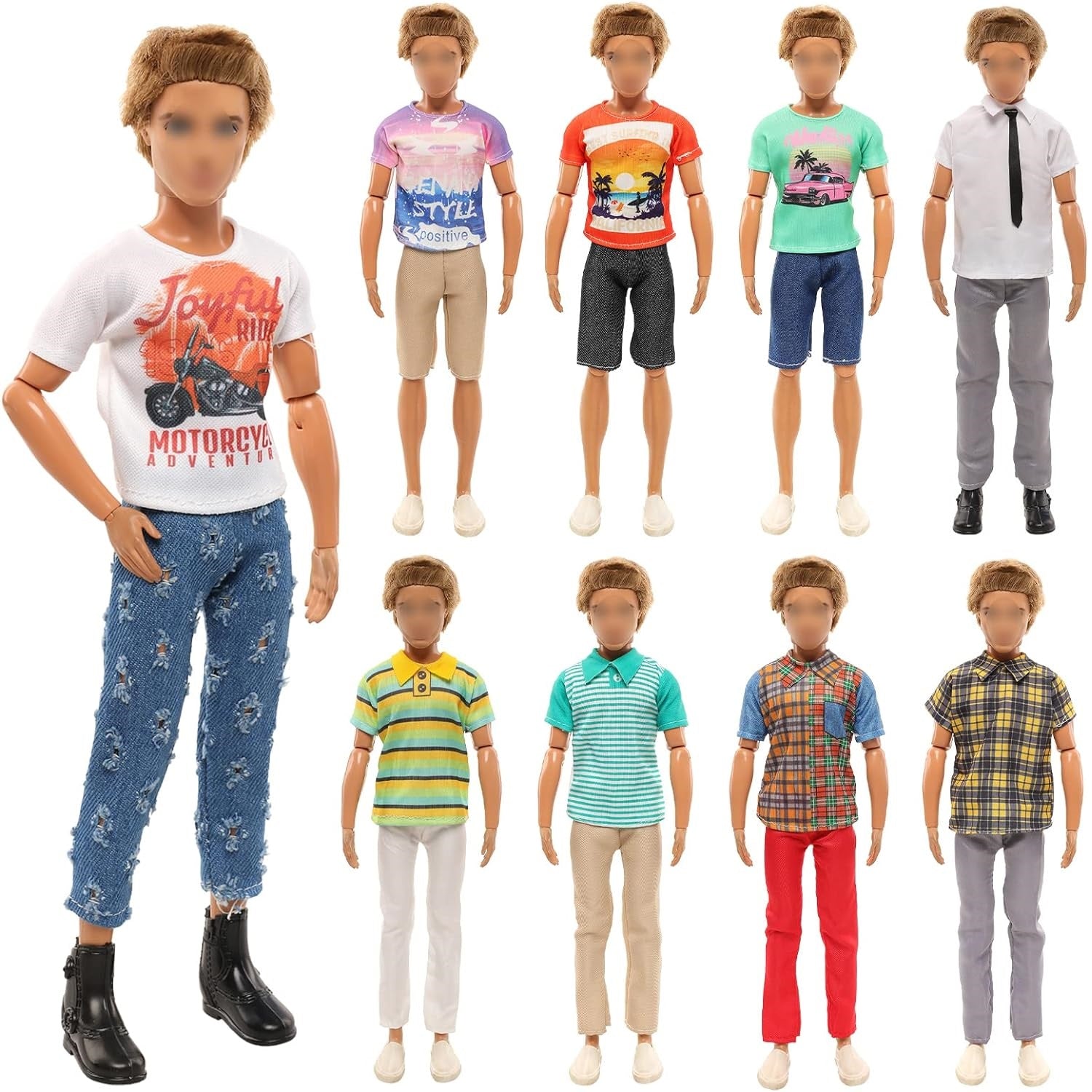 5 Sets of Fashion Clothes and Trousers for 12 Inch Ken Doll