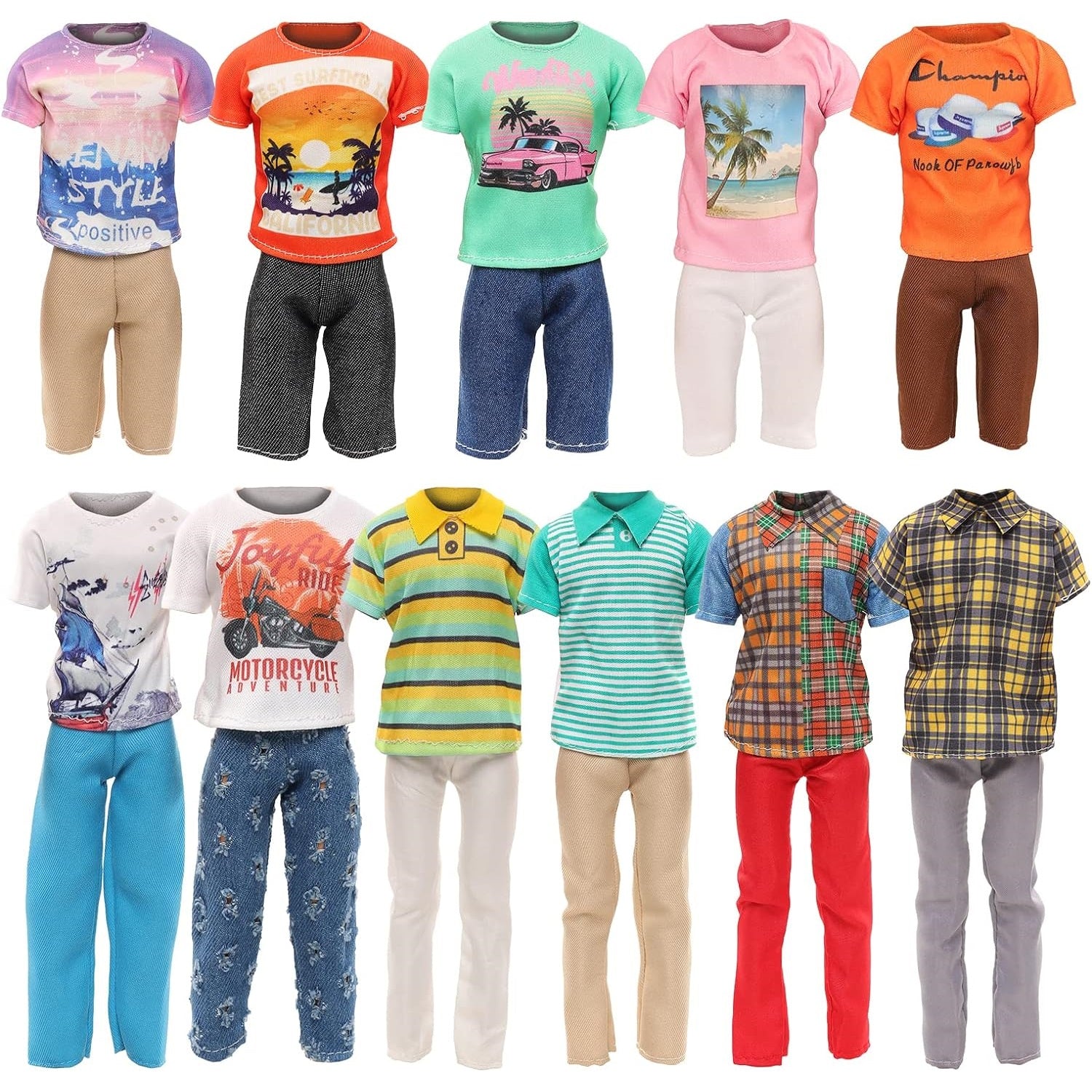 5 Sets of Fashion Clothes and Trousers for 12 Inch Ken Doll