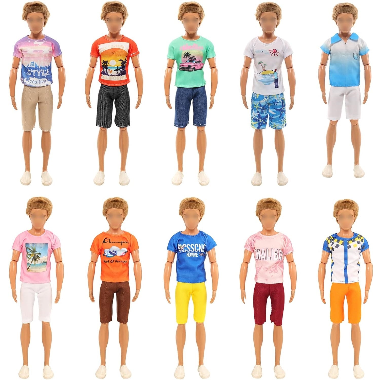 5 Sets of Fashion Clothes and Trousers for 12 Inch Ken Doll