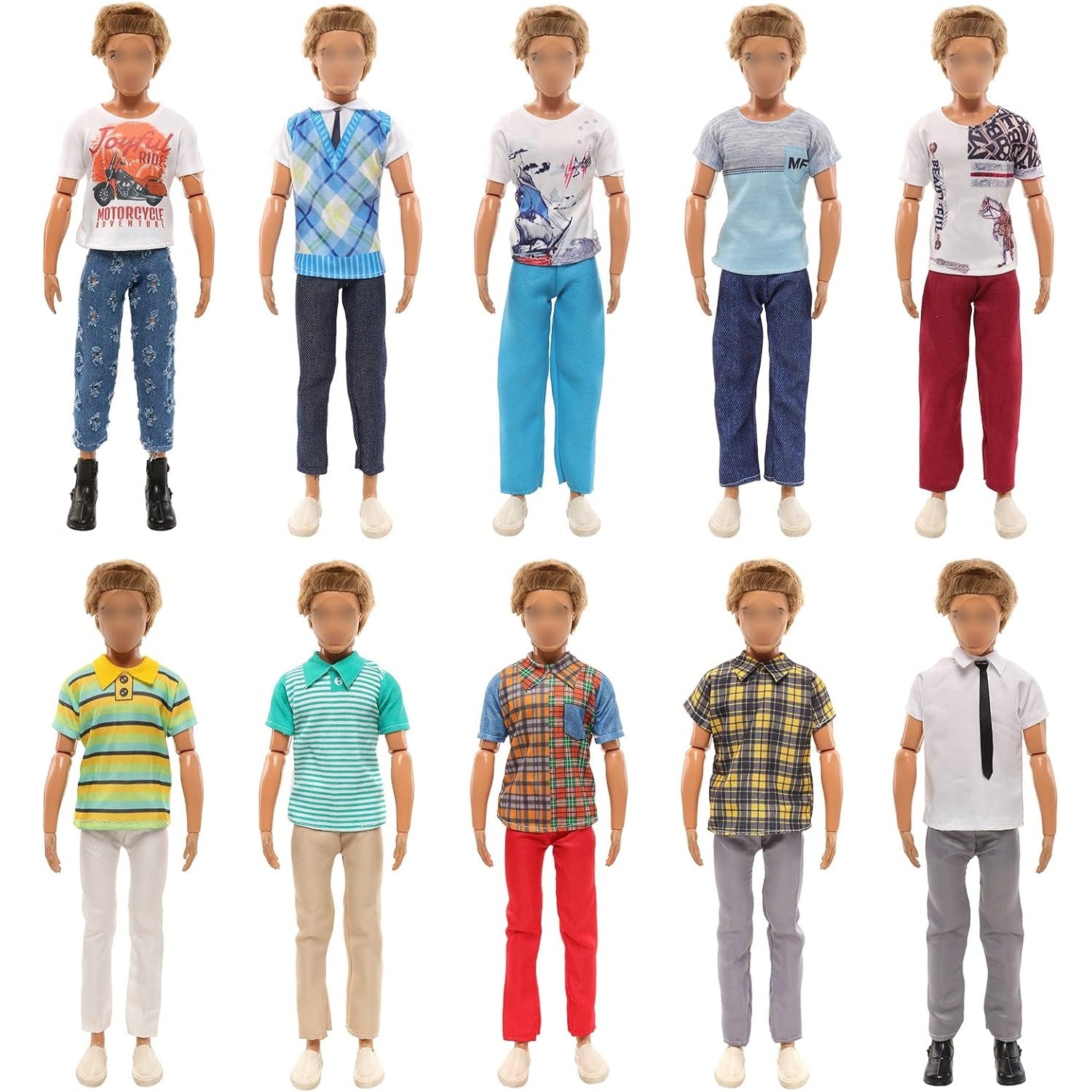 5 Sets of Fashion Clothes and Trousers for 12 Inch Ken Doll