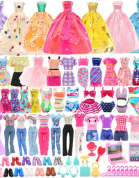 57PCS Doll Clothes and Accessories for 11.5 Inch Barbie Doll
