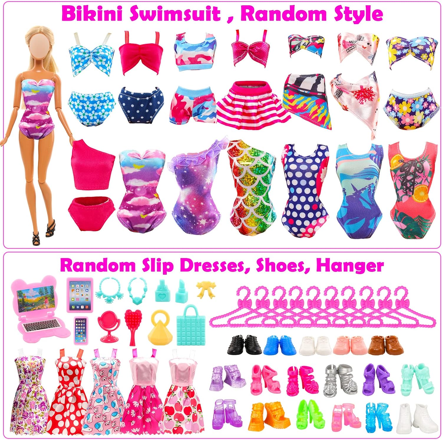 57PCS Doll Clothes and Accessories for 11.5 Inch Barbie Doll